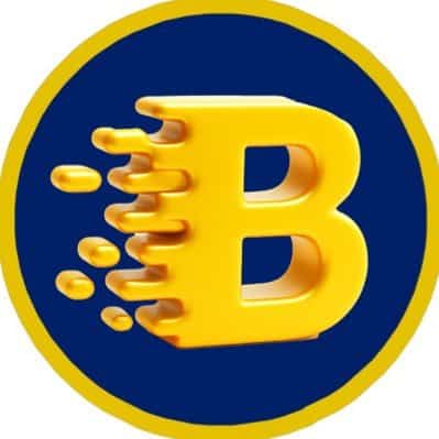 Logo: a yellow letter B with motion streaks on a blue circular background bordered in yellow.